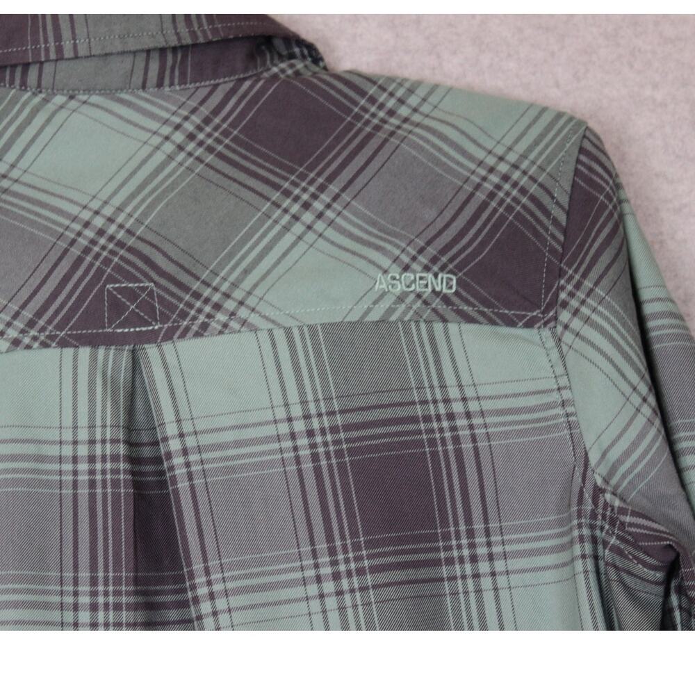 Ascend Women's S/P Trek ii Flannel Shirt LS Button Down Top Green - Picture 8 of 8